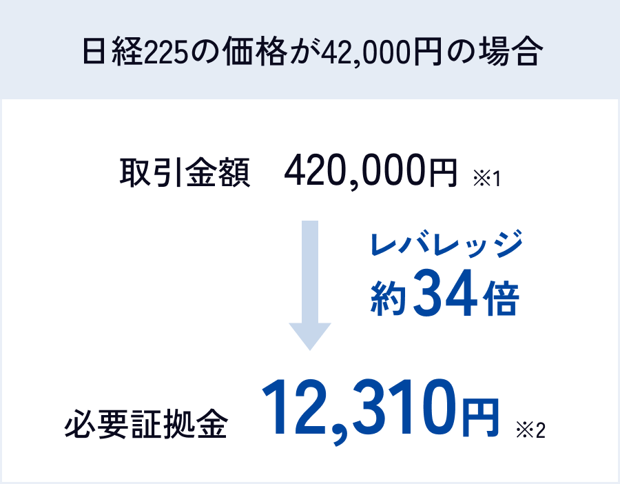 日経225の価格が42,000円の場合